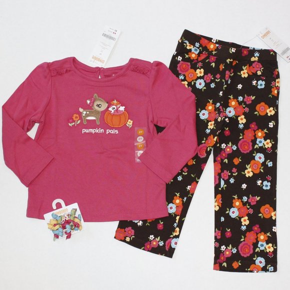 NWT Gymboree 2T top pants hair Woodland Friends deer pumpkin - Picture 1 of 9